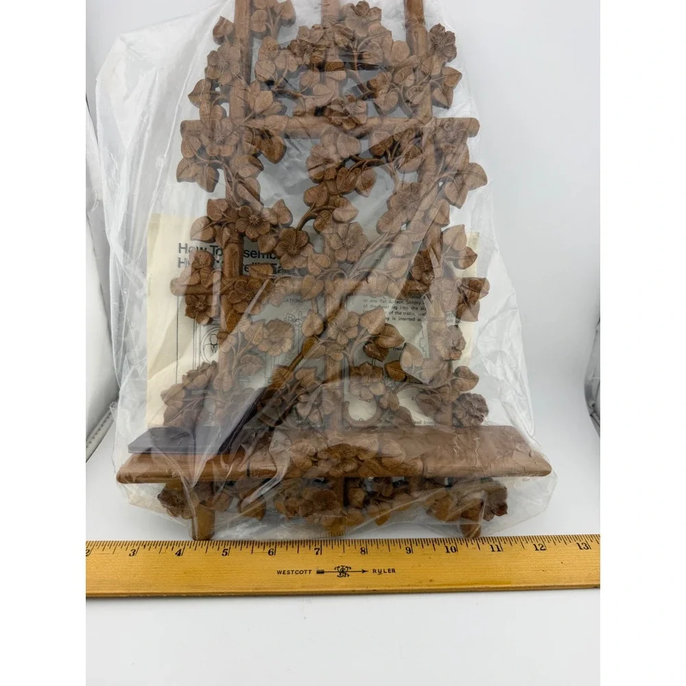 Homco Trellis Wall Shelf Easel 1534 Brown New Vintage 1984 Floral Faux Wood